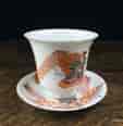 Japanese fine porcelain beaker & saucer with Samurai, c. 1900 -0
