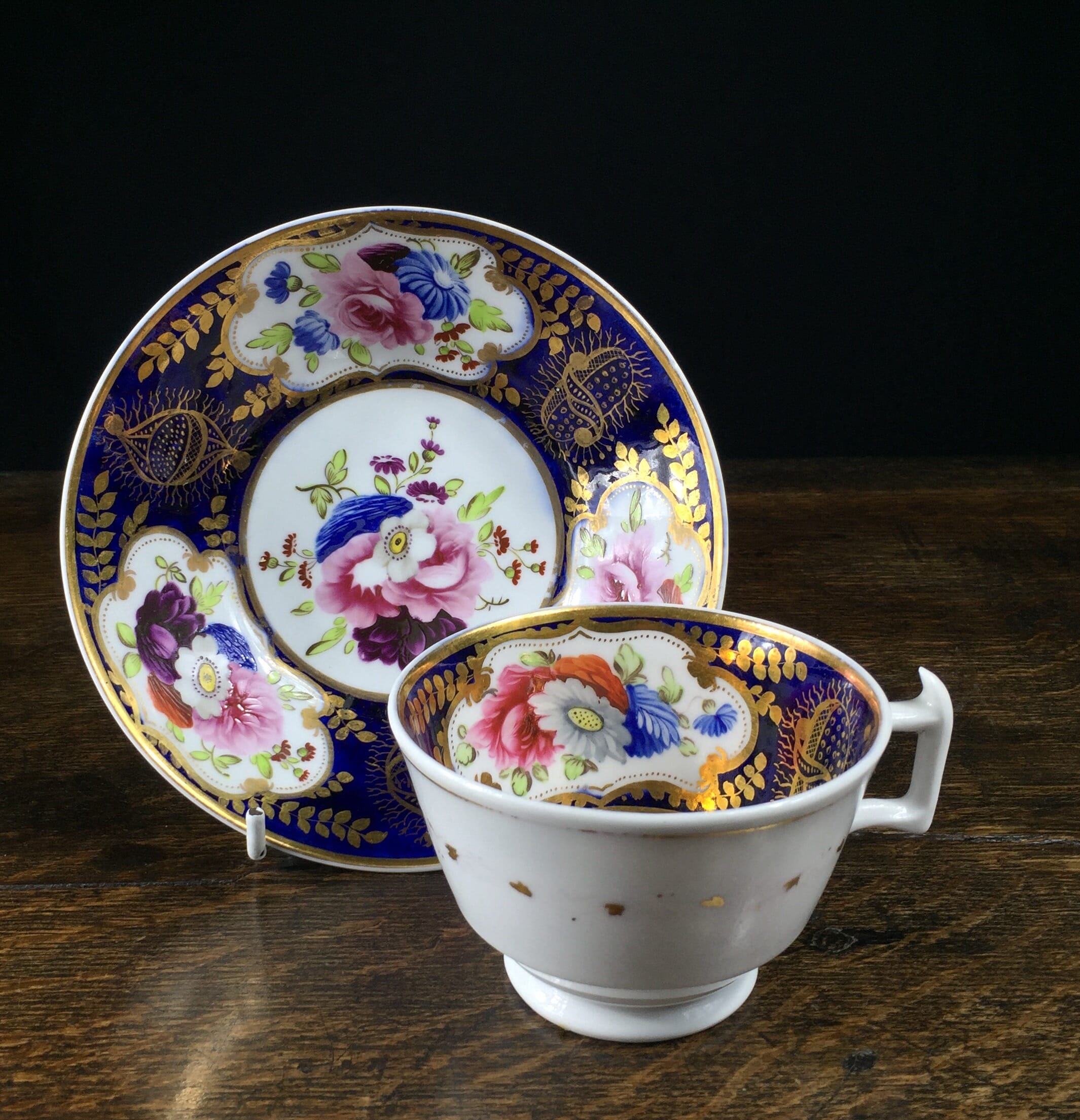 English bone china cup & saucer, probably Bourne, c. 1825-0
