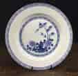 Chinese Export blue & white plate, bamboo & peony, c. 1750-0