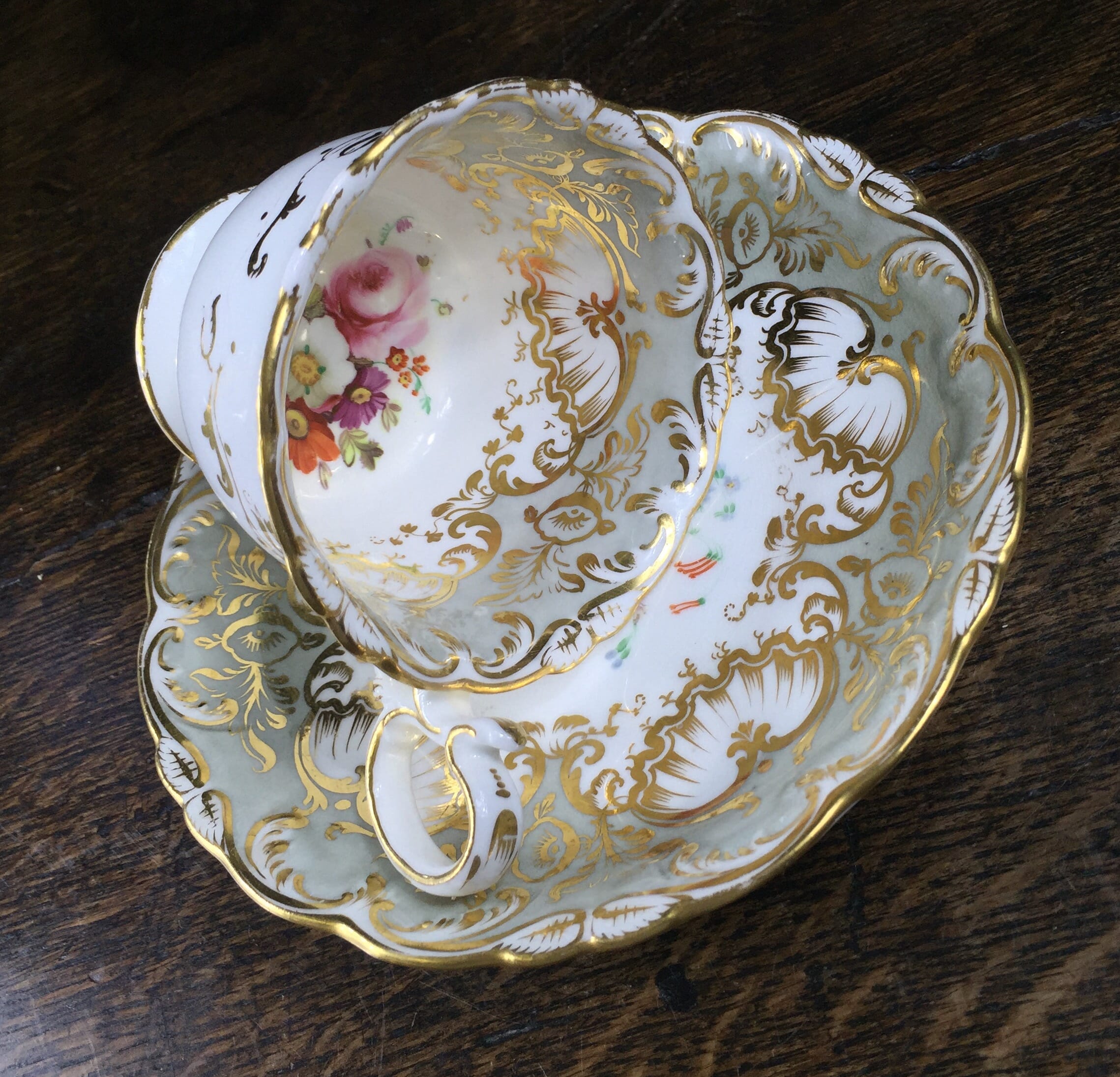 Coalport Cup & Saucer, Flowers, C. 1830 – Moorabool Antique Galleries