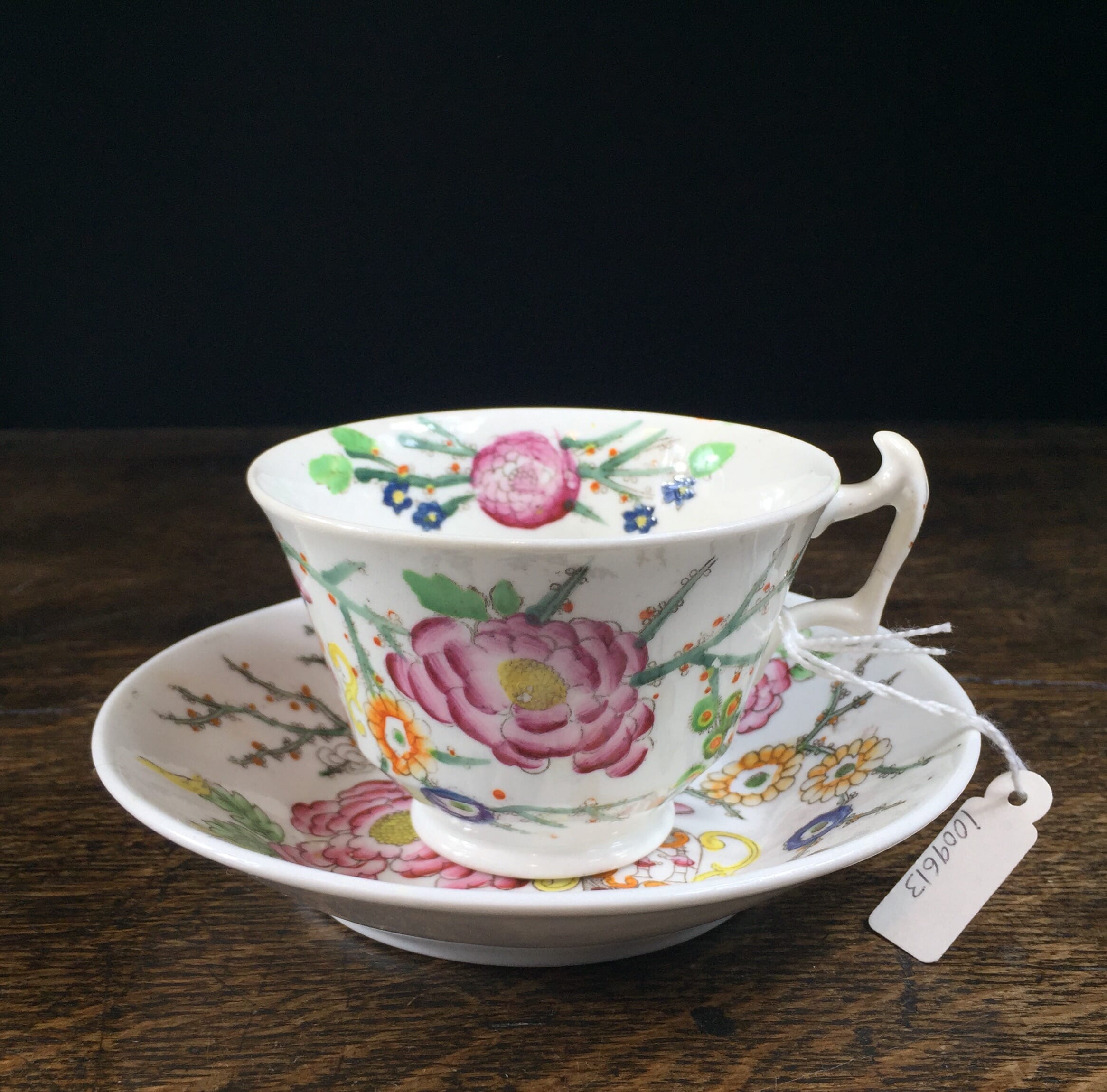 Hildich & Son cup & saucer, bright Chinese vase pattern, C. 1830 -0