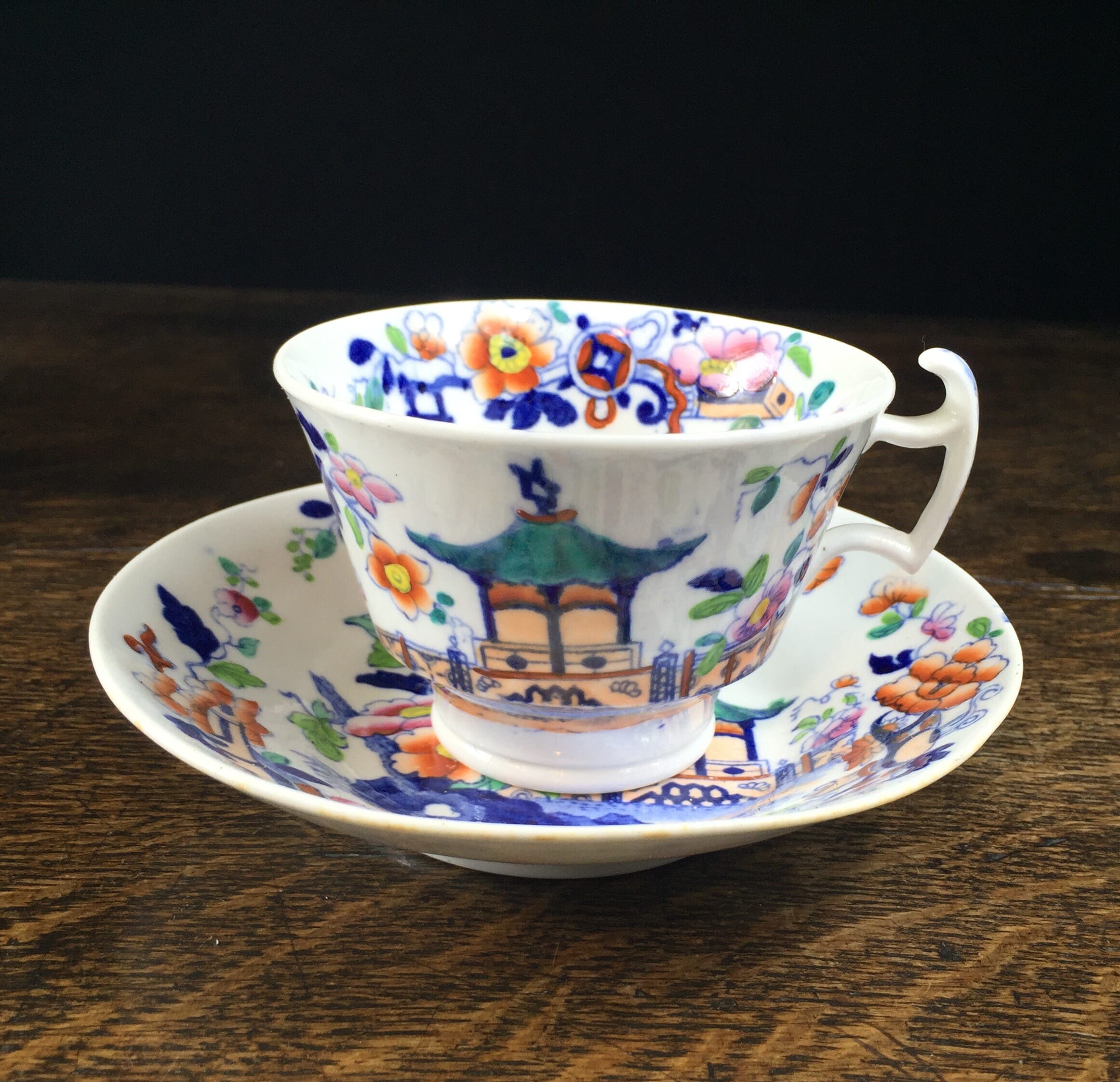 Hilditch chinoiserie clobbered cup & saucer, C. 1825 -0
