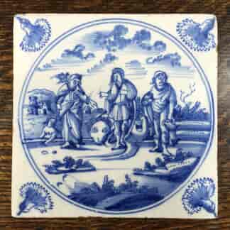 Delft tile, biblical scene with three prophets, c. 1720 -0