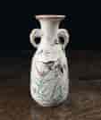 Satsuma vase with birds, elephant handles, circa 1925-0