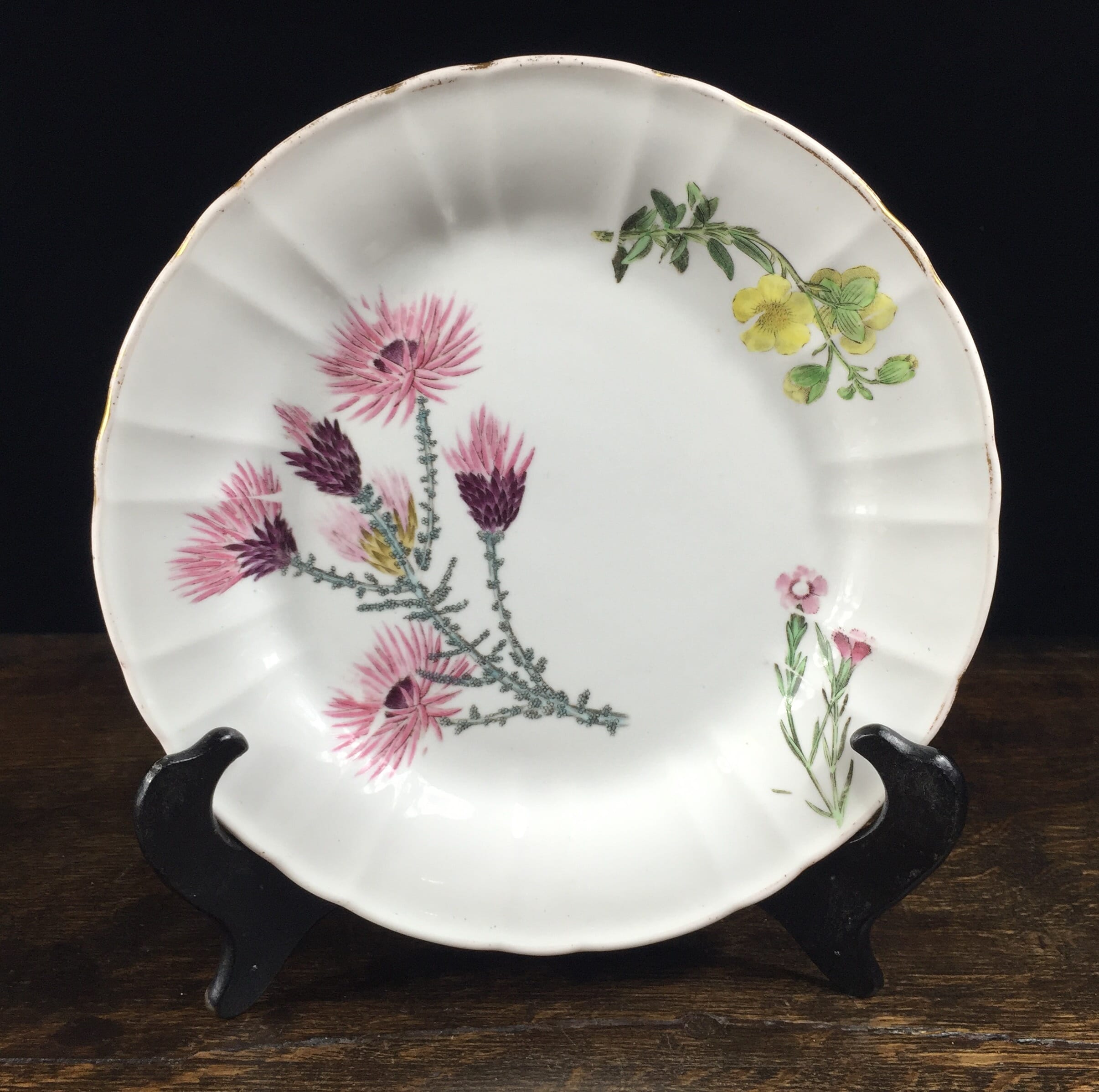 Wedgwood bone china plate, flower specimen prints, C. 1815 -0
