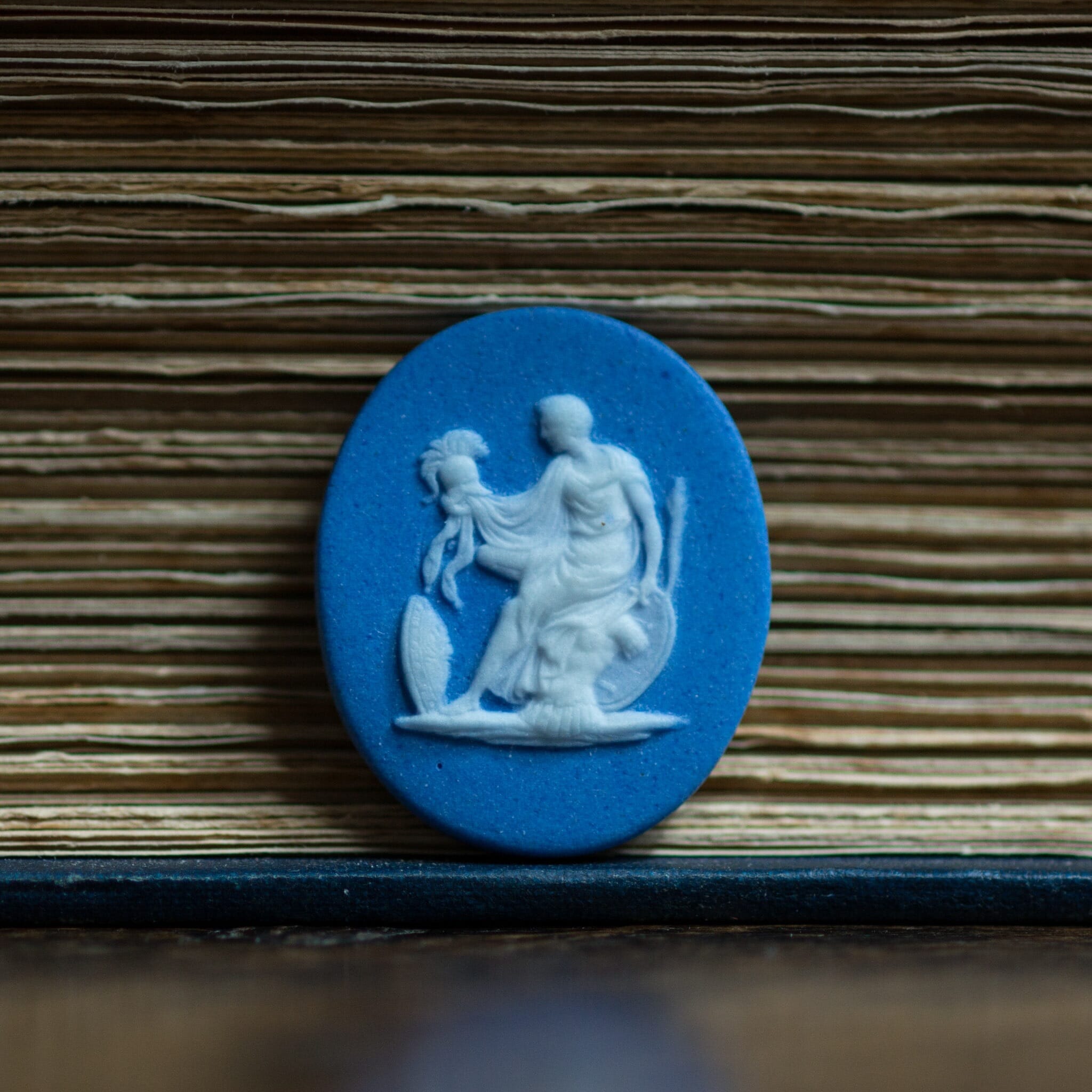 Wedgwood style jasper plaque , classical figure, early 19th century-0