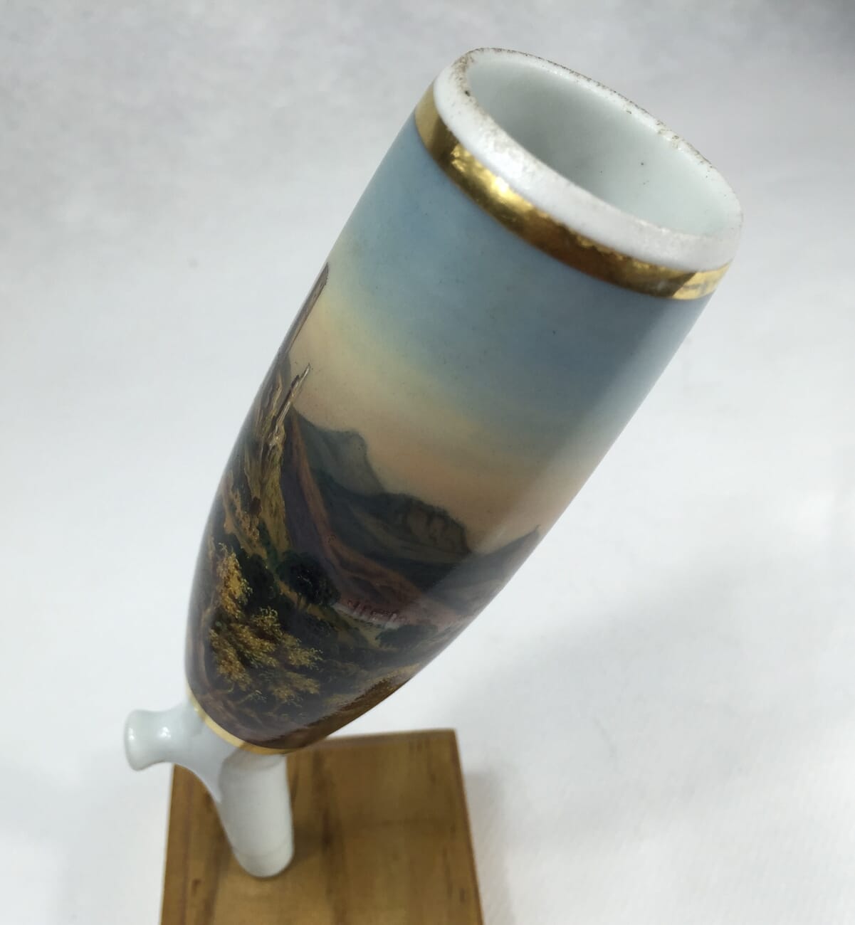 German porcelain pipe bowl, Rhineland Castle landscape, c. 1880-13379