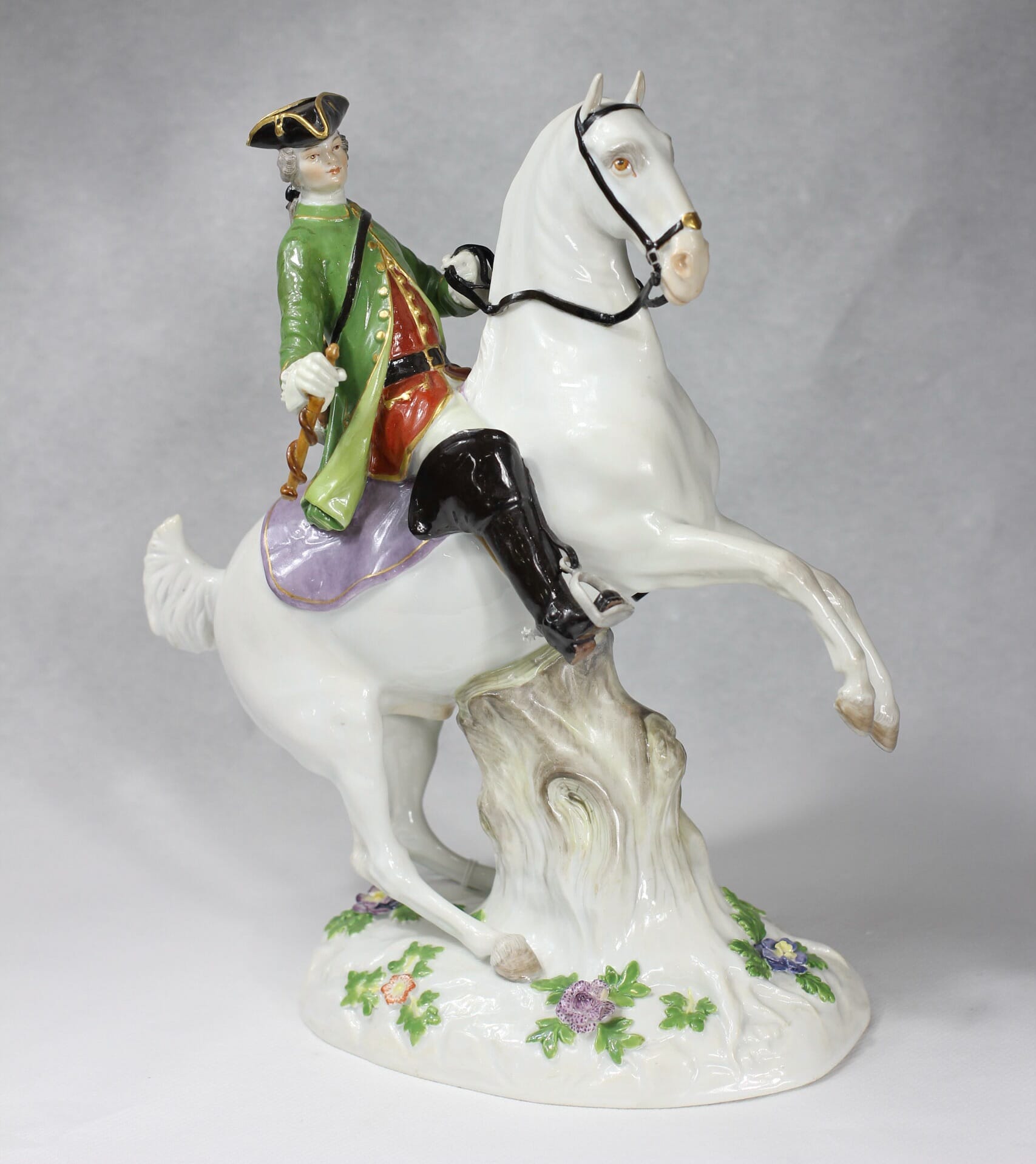 Meissen figure of a soldier on horseback, 19th century -0