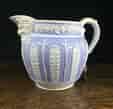 Ridgway moulded jug with bellflower & acanthus on blue ground, c. 1820 -0