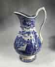 large blue & white jug, Etruscan pattern, Lockhart c.1860-0