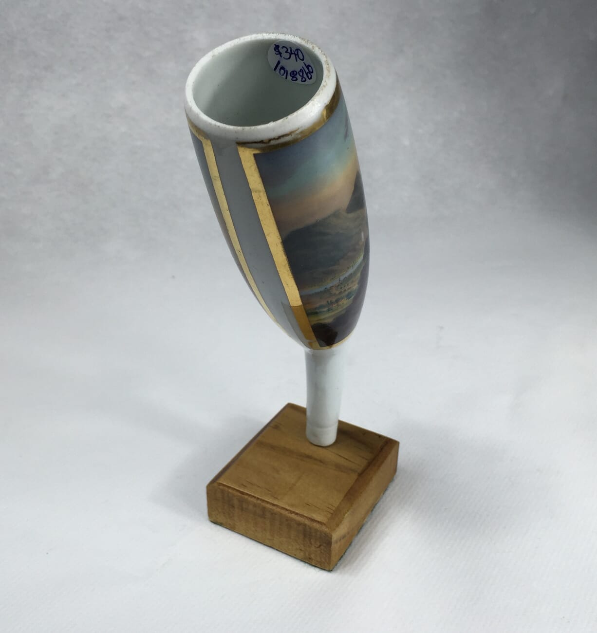 German porcelain pipe bowl, Rhineland Castle landscape, c. 1880-13377