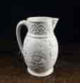 Victorian moulded white stoneware jug, strapwork, c. 1870-0