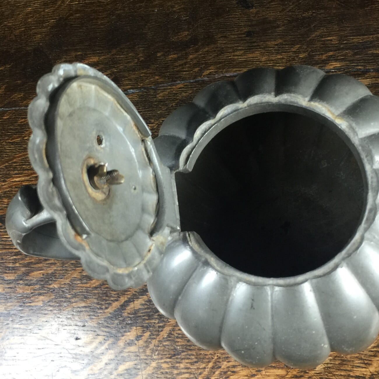 Victorian pewter teapot, melon shape, circa 1855-13845