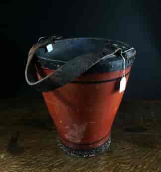 Victorian leather bucket, red finish, 19th century-0