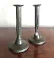 Pair of adjustable pewter candlesticks 19th C-0