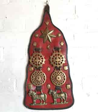 Large Victorian horse brass, 7 on red ground, 19th century-0
