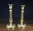 Pair of French brass candlesticks, fluted columns, earlier 19th century-0
