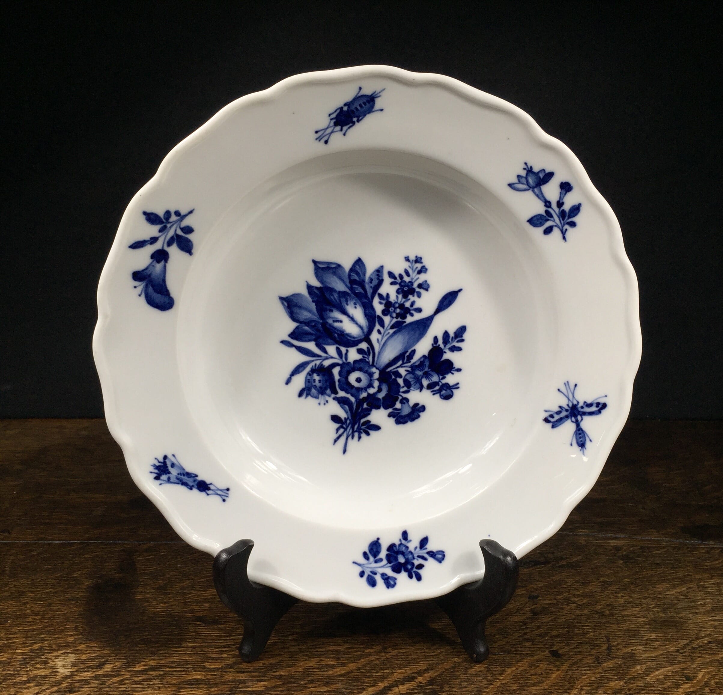Meissen soup bowl, underglaze blue flowers, 19th century-0