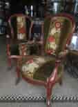 Pair of Victorian arm chairs upholstered in flower embroidery. c 1875 -0