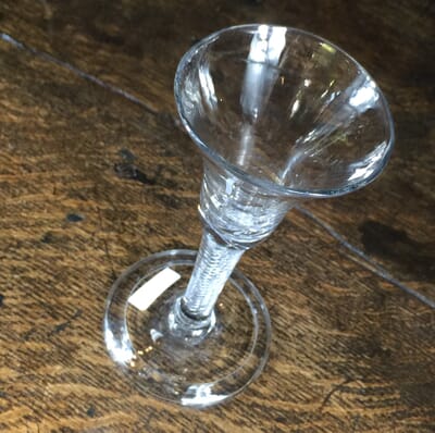 Georgian Irish Wine Drinking Glass Hand-blown thick Cotton Twist Stem, Ca  1770 For Sale at 1stDibs