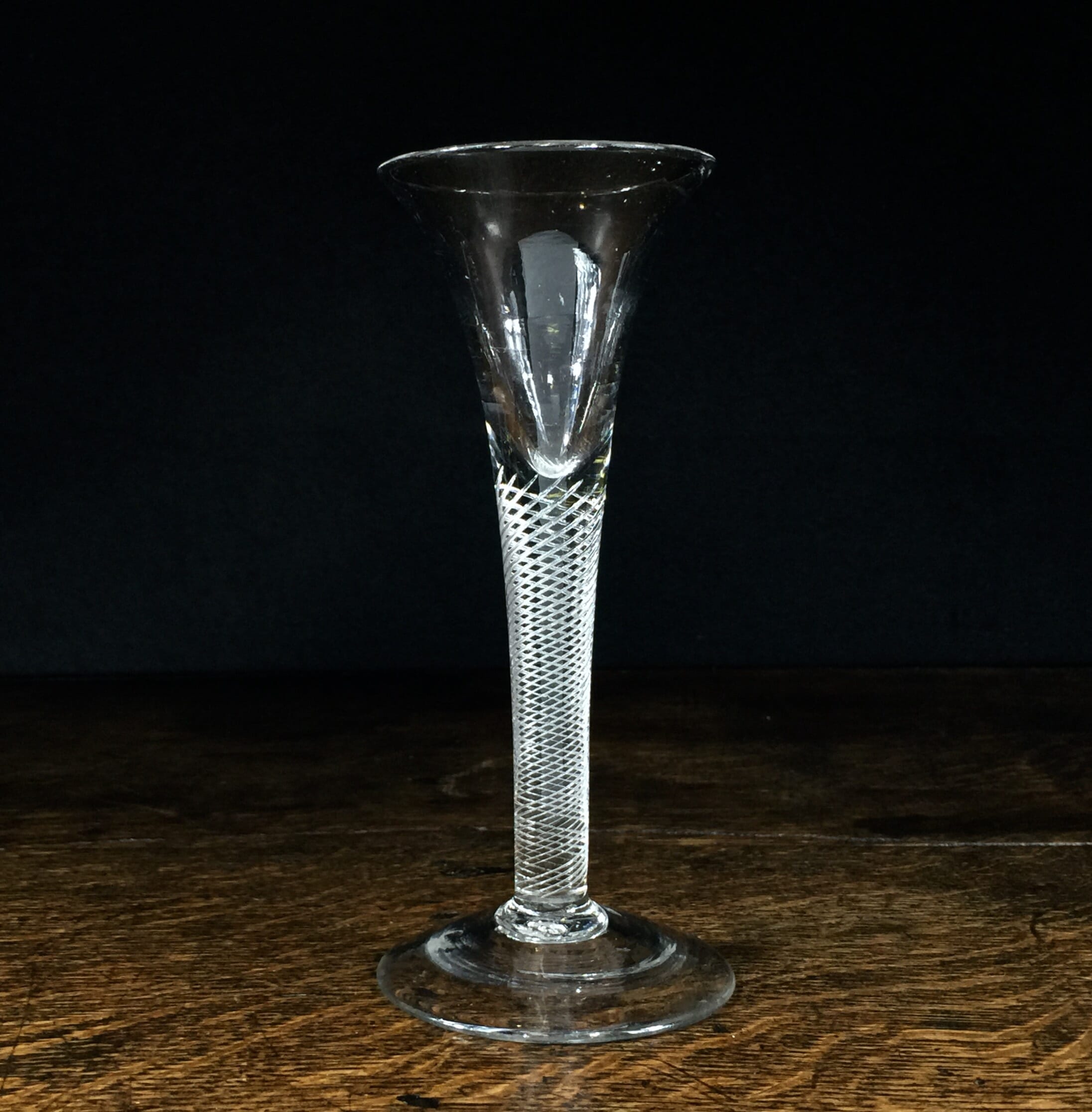 Georgian air twist stem wine glass with trumpet bowl, c.1770-0