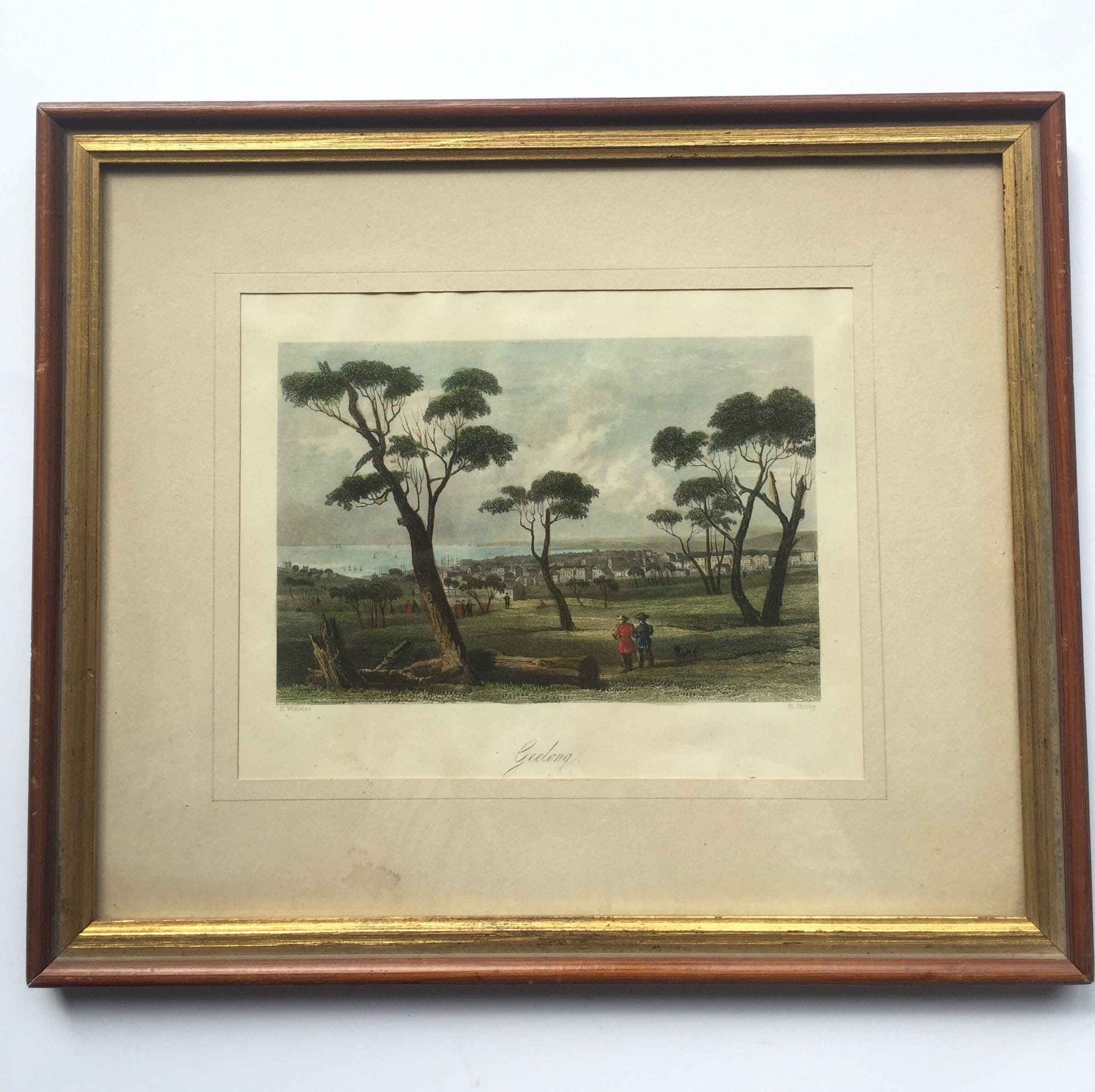 Coloured print of Geelong, 19th C -0