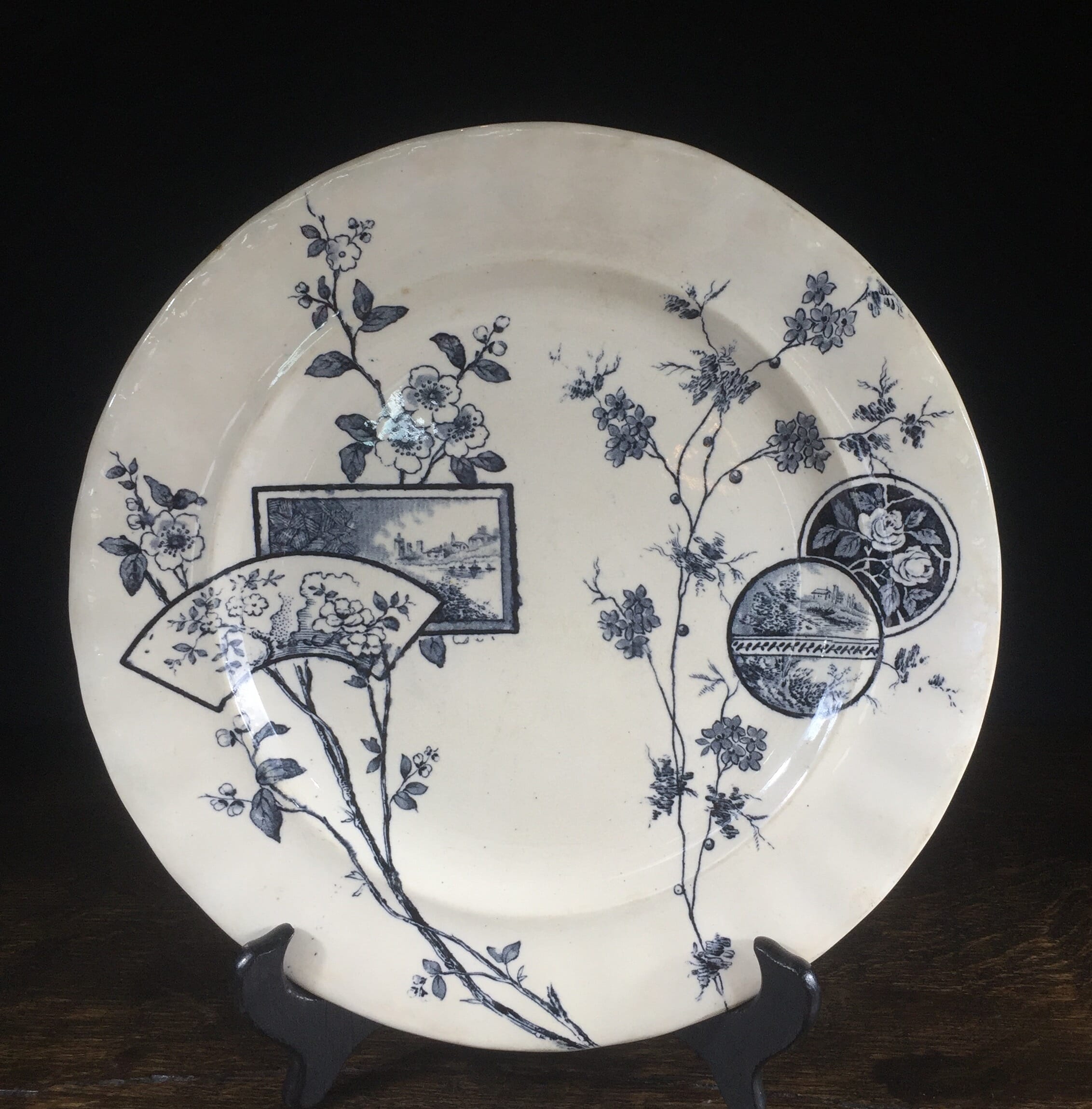 Ironstone China plate with Japanesque Conway pattern by Burgess & Leigh, c.1875-0