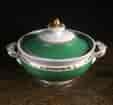 Chamberlains Worcester sugar bowl in green with gold detail. Marked 1816-40-0