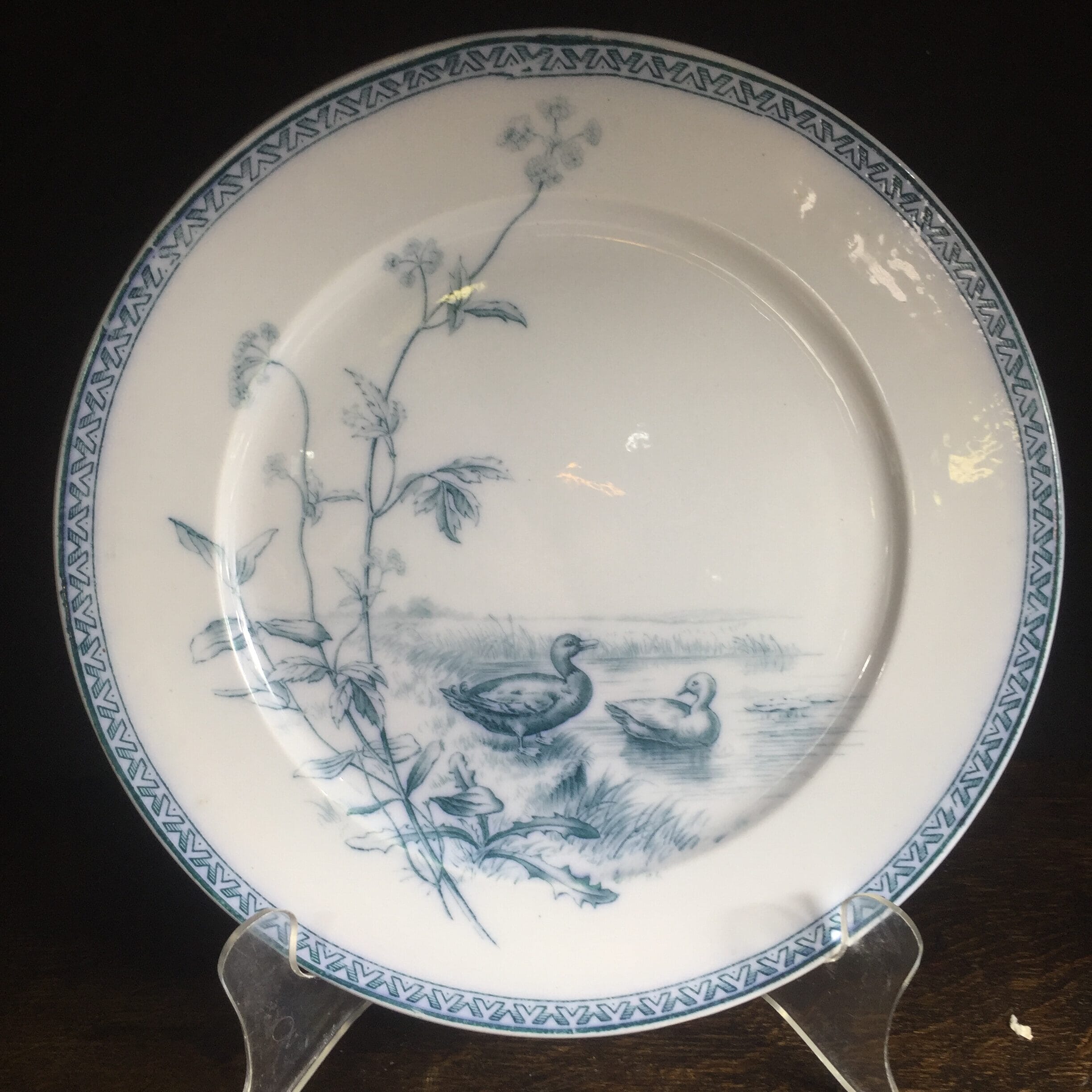 Brown Weathead Moore & Co plate with ducks, registration mark for 1872 -0