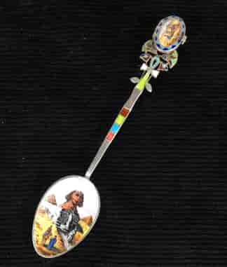French 'Egyptian' silver spoon, enamelled with the Sphinx, circa 1925-0