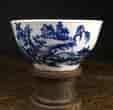 Very Rare Worcester teabowl, '2 Swan Precipice' printed pattern, c. 1757-60-0