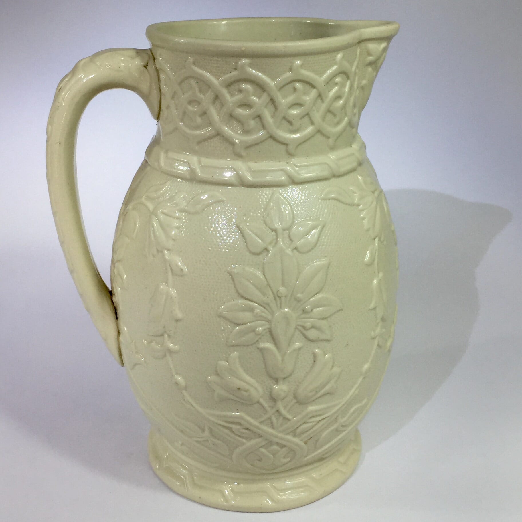 Salt glazed pottery jug, c. 1870-0