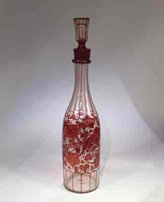 Ruby flash tall decanter with fruiting vine, circa-0