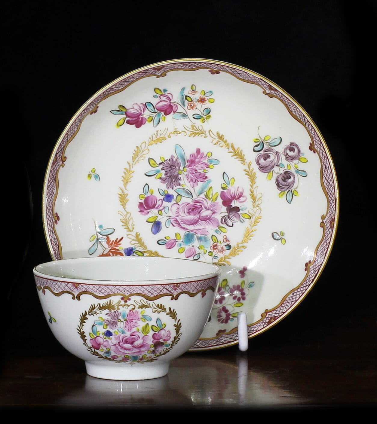 Worcester coffee cup & saucer, export pattern, c.1780-0