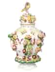 Derby potpourri vase, faces , flowers & insects, circa 1765 -0