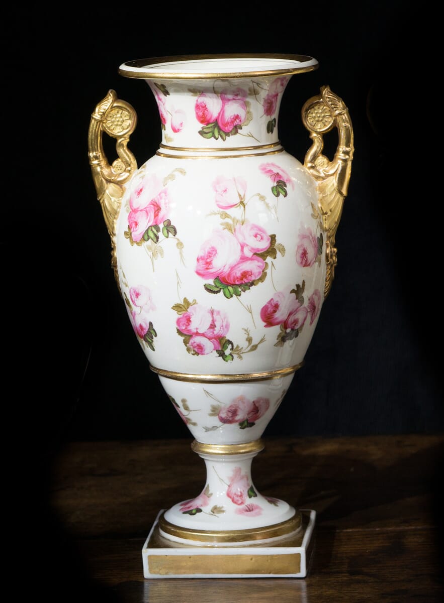 Swansea style vase, roses, probably Coalport c. 1820-0