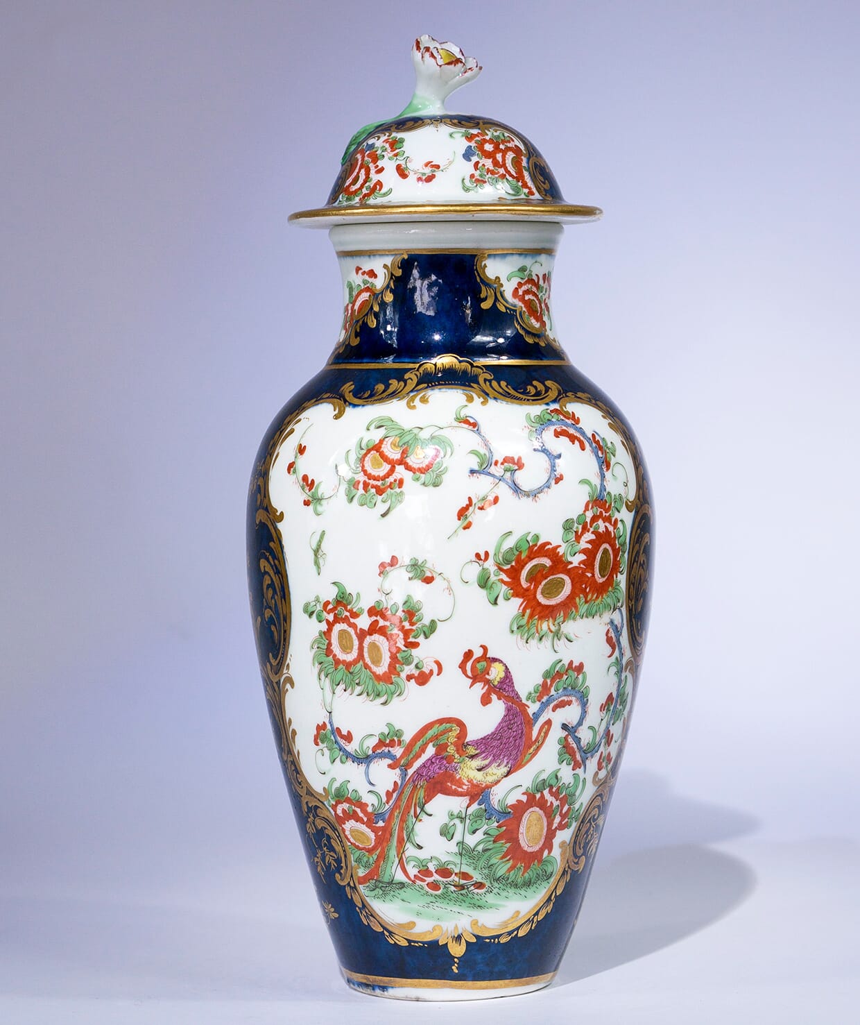 Worcester scale blue oviform vase, 'Jabberwocky' pattern, c. 1765-0