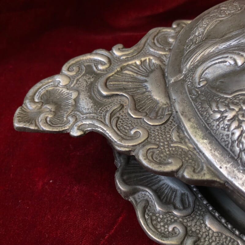 Polish pewter rococo form covered bowl & stand, c.1745-30939