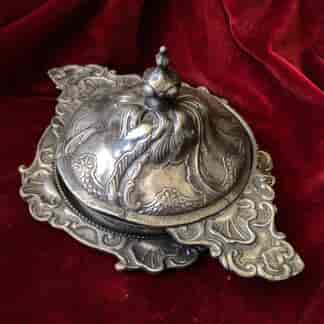 Polish pewter rococo form covered bowl & stand, c.1745-0