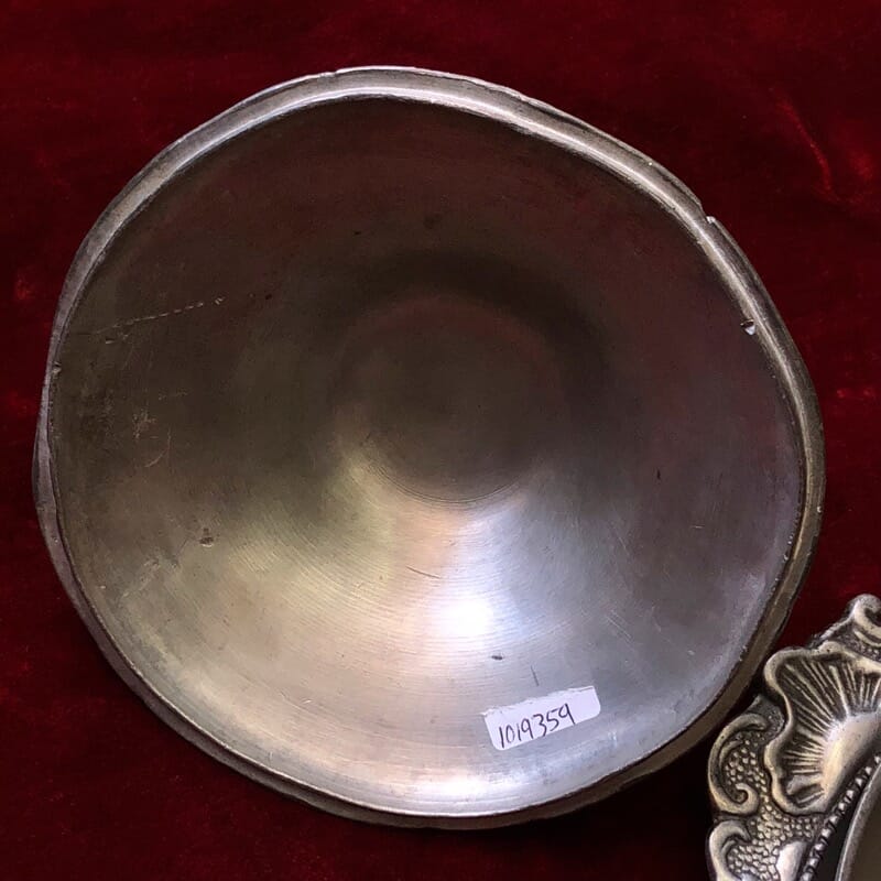 Polish pewter rococo form covered bowl & stand, c.1745-30949