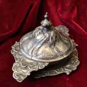 Polish pewter rococo form covered bowl & stand, c.1745-30932