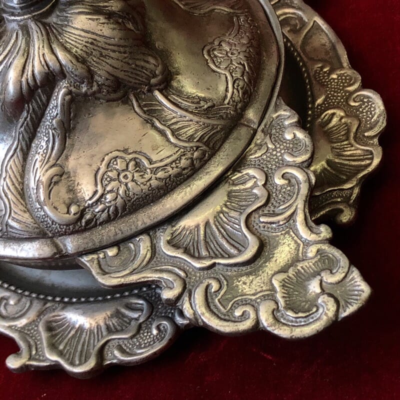 Polish pewter rococo form covered bowl & stand, c.1745-30948
