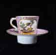 Sevres socketed cup & saucer with birds by Chappuis, 1765