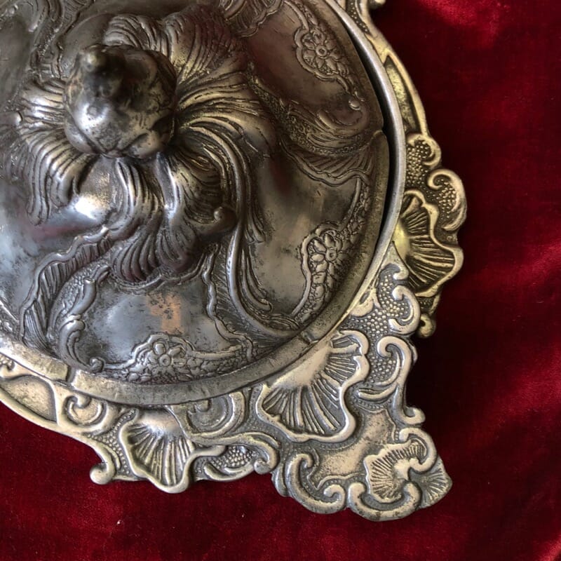 Polish pewter rococo form covered bowl & stand, c.1745-30936