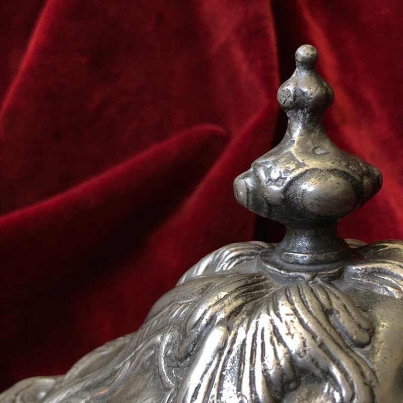 Polish pewter rococo form covered bowl & stand, c.1745-30942