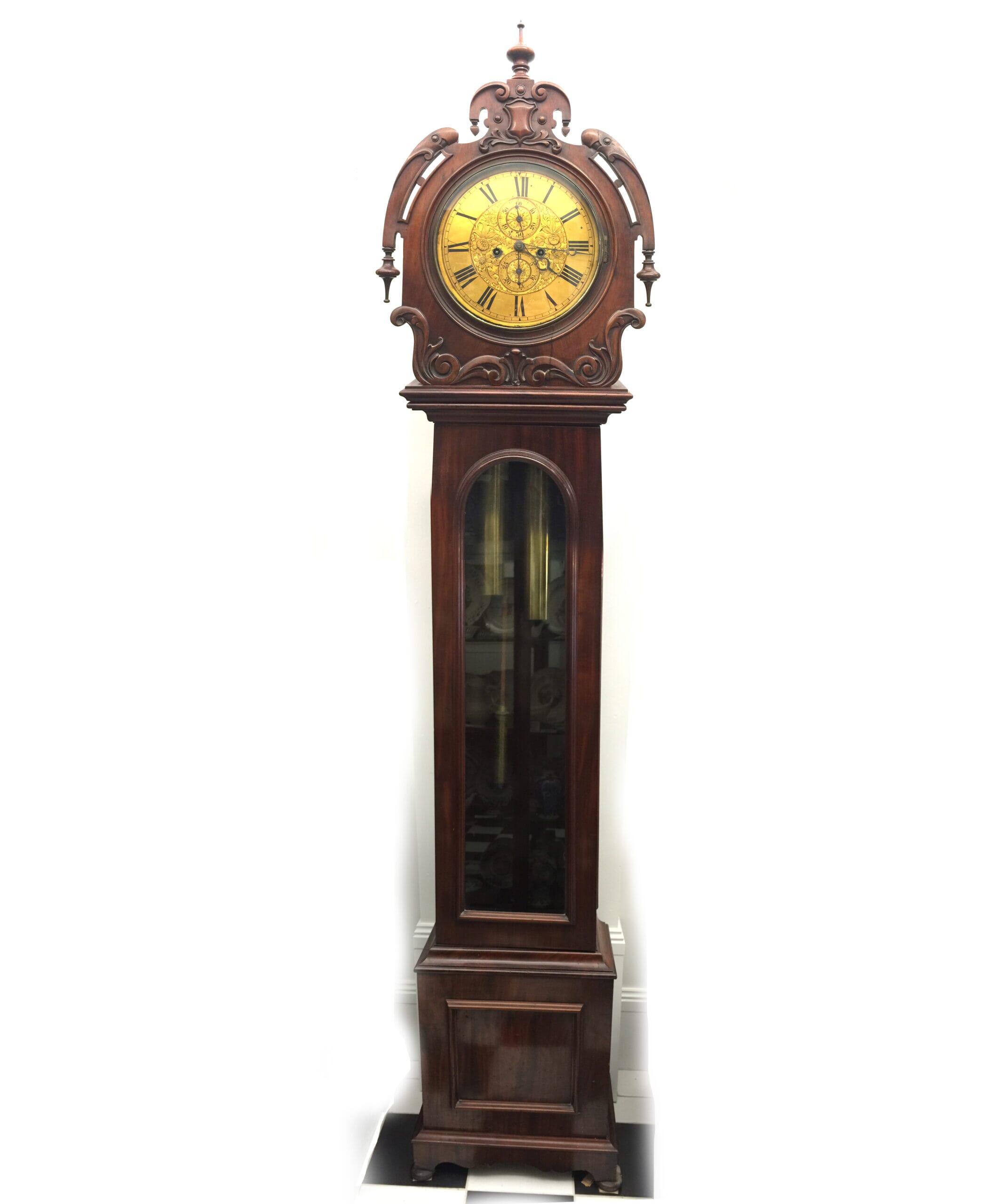 Scottish mahogany drumhead longcase 'Grandfather' clock, circa 1840-0