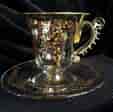 Glass cup & saucer, grapevine gilt pattern, c.1890-0