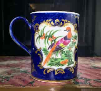 Small Worcester scale blue mug with birds, c. 1770-0