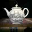 Worcester teapot printed with 'Maid and Page' pattern, c. 1760-0