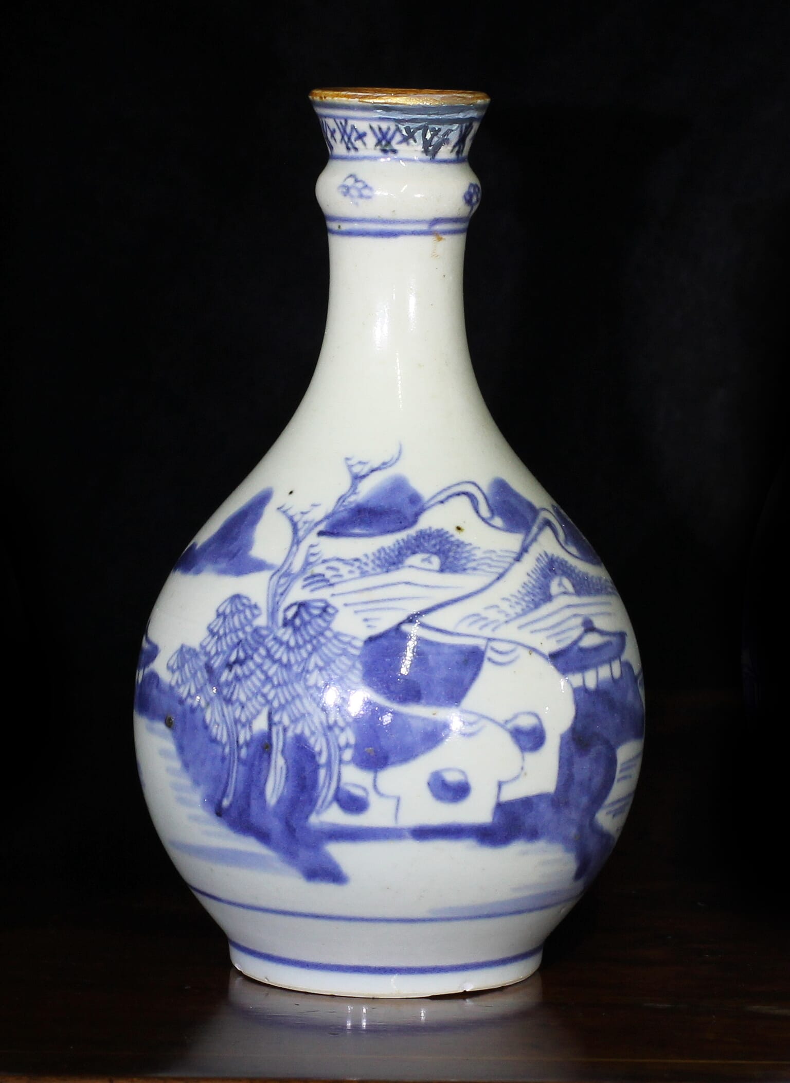 Chinese porcelian guglet, blue & white Island scenes, c. 1785-0